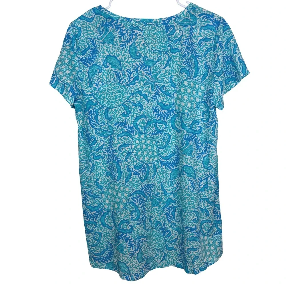 Lilly Pulitzer Blue Etta Scoop Neck LARGE Shirt Goombay Grooves Coastal NWT - Picture 4 of 10